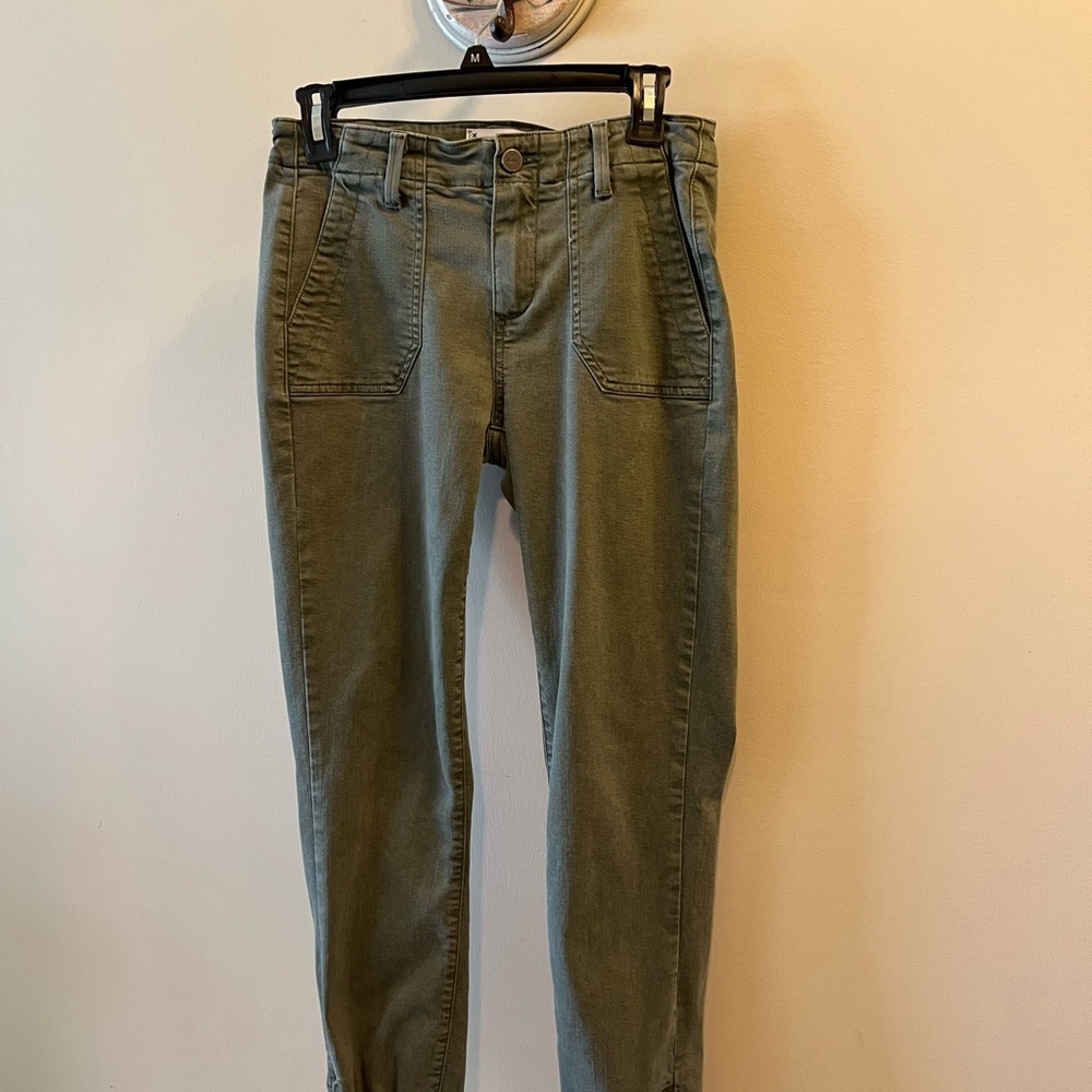 PAIGE Mayslie Cropped Joggers Sage Green Denim Pants waist 26” Size 4